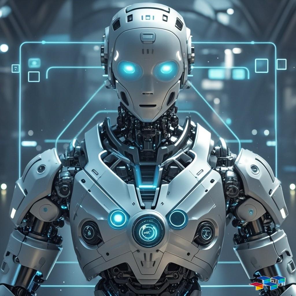 两台人形机器人正在演示抓取物品然后进行装配的协同任务 两台人形机器人正在演示抓取物品然后进行装配的协同任务